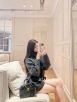 Miumiu's "American Spicy Girl Casual Dressing " 24 Autumn/Winter New Collection Grey High Collar Back Letter Logo Wool Hooded Sweater for Women. - Image 9