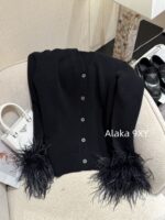 PRADA's "Noble Gold Feeling" 24 Autumn/Winter New Collection  Heavy industry doublelayer ostrich fur cuffs 100 cashmere knitted cardigan women's lazy and versatile temperament top - Image 9