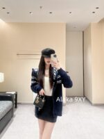 DIOR D  2024 Early Autumn New Collection  Cashmere Jacquard Logo Hoodie with Double sided Zipper Knitted Cardigan Coat for Women. - Image 13