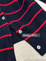 miumiu   2024 SS Early Autumn New CollectionClassic Show Style Color blocked Stripe Embroidered Logo Wool Knitted Cardigan Coat for Women. - Image 15
