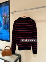 miumiu   2024 SS Early Autumn New CollectionClassic Show Style Color blocked Stripe Embroidered Logo Wool Knitted Cardigan Coat for Women. - Image 19