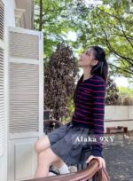 miumiu   2024 SS Early Autumn New CollectionClassic Show Style Color blocked Stripe Embroidered Logo Wool Knitted Cardigan Coat for Women. - Image 23