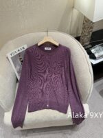 Miumiu Super BeautyWhitening Artifact  24ss Early Autumn New Collection Grape Purple  Color scheme: 100 imported wool knitted cardigan with long sleeves - Image 4