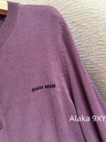Miumiu Super BeautyWhitening Artifact  24ss Early Autumn New Collection Grape Purple  Color scheme: 100 imported wool knitted cardigan with long sleeves - Image 8