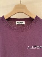 Miumiu Super BeautyWhitening Artifact  24ss Early Autumn New Collection Grape Purple  Color scheme: 100 imported wool knitted cardigan with long sleeves - Image 17