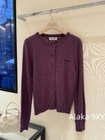 Miumiu Super BeautyWhitening Artifact  24ss Early Autumn New Collection Grape Purple  Color scheme: 100 imported wool knitted cardigan with long sleeves - Image 24