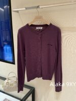 Miumiu Super BeautyWhitening Artifact  24ss Early Autumn New Collection Grape Purple  Color scheme: 100 imported wool knitted cardigan with long sleeves - Image 35