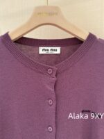 Miumiu Super BeautyWhitening Artifact  24ss Early Autumn New Collection Grape Purple  Color scheme: 100 imported wool knitted cardigan with long sleeves - Image 42