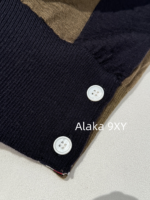 THOM BROWNE   24 Autumn/Winter New CollectionTB New Season Color blocked Dark Brown Knitted Australian/Wool Sweater Cardigan Coat for Women - Image 7