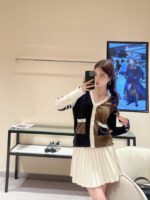 THOM BROWNE   24 Autumn/Winter New CollectionTB New Season Color blocked Dark Brown Knitted Australian/Wool Sweater Cardigan Coat for Women - Image 19