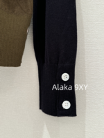 THOM BROWNE   24 Autumn/Winter New CollectionTB New Season Color blocked Dark Brown Knitted Australian/Wool Sweater Cardigan Coat for Women - Image 24