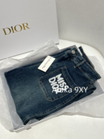 Dior  Early Autumn Street Brushing PantsD  2024 early autumn new collection pocket embroidered letter logo gradient denim blue color scheme high waist slimming wide leg pants for women. - Image 6
