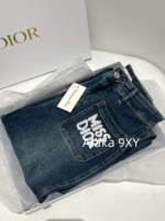 Dior  Early Autumn Street Brushing PantsD  2024 early autumn new collection pocket embroidered letter logo gradient denim blue color scheme high waist slimming wide leg pants for women. - Image 7