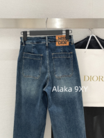 Dior  Early Autumn Street Brushing PantsD  2024 early autumn new collection pocket embroidered letter logo gradient denim blue color scheme high waist slimming wide leg pants for women. - Image 13