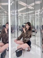 Yves Saint Laurent   24 French style romantic and sexy leopard print lace up bow shirt top Y  Classic style must wear for spicy girls - Image 7