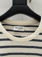 Yves Saint Laurent 2024 Early Autumn New Collection _ Minimally Low key Letter Small Logo BasicRound Neck Striped Long Sleeve Tshirt for Women - Image 13