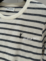 Yves Saint Laurent 2024 Early Autumn New Collection _ Minimally Low key Letter Small Logo BasicRound Neck Striped Long Sleeve Tshirt for Women - Image 15