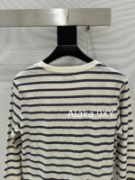 Yves Saint Laurent 2024 Early Autumn New Collection _ Minimally Low key Letter Small Logo BasicRound Neck Striped Long Sleeve Tshirt for Women - Image 19