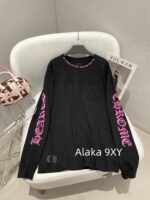 Chrome Hearts is a musthave for trendsetters  Kluo  2024 SS early autumn new collection round neck long sleeved model letter logo base Tshirt for women. - Image 20