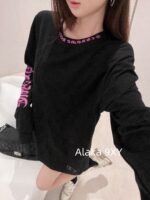 Chrome Hearts is a musthave for trendsetters  Kluo  2024 SS early autumn new collection round neck long sleeved model letter logo base Tshirt for women. - Image 24