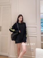 Chrome Hearts is a musthave for trendsetters  Kluo  2024 SS early autumn new collection round neck long sleeved model letter logo base Tshirt for women. - Image 32