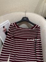 Dior's "Pure Desire Atmosphere" D  24 Early Autumn New Collection Color blocked Striped Knitted Top for Women/One Shoulder Small Shirt to Show Thinning and Body Shape - Image 5