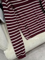 Dior's "Pure Desire Atmosphere" D  24 Early Autumn New Collection Color blocked Striped Knitted Top for Women/One Shoulder Small Shirt to Show Thinning and Body Shape - Image 6
