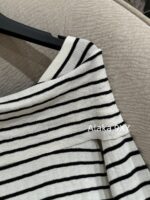 Dior's "Pure Desire Atmosphere" D  24 Early Autumn New Collection Color blocked Striped Knitted Top for Women/One Shoulder Small Shirt to Show Thinning and Body Shape - Image 11