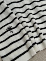 Dior's "Pure Desire Atmosphere" D  24 Early Autumn New Collection Color blocked Striped Knitted Top for Women/One Shoulder Small Shirt to Show Thinning and Body Shape - Image 14