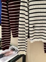 Dior's "Pure Desire Atmosphere" D  24 Early Autumn New Collection Color blocked Striped Knitted Top for Women/One Shoulder Small Shirt to Show Thinning and Body Shape - Image 26