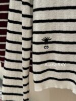 Dior's "Pure Desire Atmosphere" D  24 Early Autumn New Collection Color blocked Striped Knitted Top for Women/One Shoulder Small Shirt to Show Thinning and Body Shape - Image 27