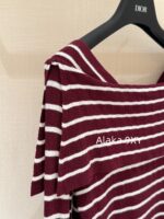 Dior's "Pure Desire Atmosphere" D  24 Early Autumn New Collection Color blocked Striped Knitted Top for Women/One Shoulder Small Shirt to Show Thinning and Body Shape - Image 31