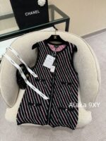 Chanel is incredibly beautiful  New Collection for Autumn/Winter Season 24: Colorful Yarn, Twill Wool, Knitted Jacquard, Round Neck, Sleeveless Zipper style Vest Coat/Dress - Image 13