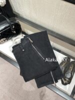 Chanel slimming pants ”  24/7 Early Autumn New CollectionTwo Side Zipper Slim Fit Elastic High Waist Pencil/Small Leg Pants Versatile and Versatile - Image 5