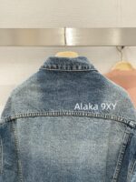 miumiu  2024 Early Autumn New Collection  Classic Knife Cut Letter Logo Collar Denim Coat for Women. Same style as Zhang Yuanying - Image 12