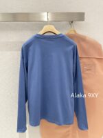 MIUMIU Early Autumn Universal Base Long Sleeve T is Coming24 New American Style Embroidered Letter Pocket Logo 100 Imported Cotton Fabric - Image 3