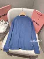 MIUMIU Early Autumn Universal Base Long Sleeve T is Coming24 New American Style Embroidered Letter Pocket Logo 100 Imported Cotton Fabric - Image 4