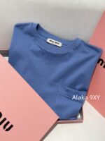 MIUMIU Early Autumn Universal Base Long Sleeve T is Coming24 New American Style Embroidered Letter Pocket Logo 100 Imported Cotton Fabric - Image 6