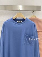 MIUMIU Early Autumn Universal Base Long Sleeve T is Coming24 New American Style Embroidered Letter Pocket Logo 100 Imported Cotton Fabric - Image 11