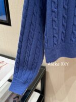 LOEWE  2024ss autumn and winter new seriessapphire blue round neck Fried Dough Twists crochet jacquard pullover sweater. 99 high proportion imported wool material - Image 13