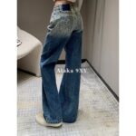 DIOR  D  2024 early autumn new collection leopard print polka dot color blending high waist slimming straight leg wide leg jeans for women   You can also wear a pear shaped figure to show off your weight and figure - Image 6
