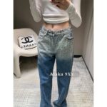 DIOR  D  2024 early autumn new collection leopard print polka dot color blending high waist slimming straight leg wide leg jeans for women   You can also wear a pear shaped figure to show off your weight and figure - Image 7