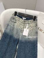 DIOR  D  2024 early autumn new collection leopard print polka dot color blending high waist slimming straight leg wide leg jeans for women   You can also wear a pear shaped figure to show off your weight and figure - Image 11