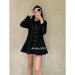 CHANEL haute couture workshop series   Autumn and winter new French medium length coat dress for women, with a large Aline swing and high waist, showing a slimming and highend feeling. Thick floral top with 100 imported silk lining - Image 11