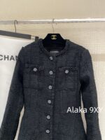 CHANEL haute couture workshop series   Autumn and winter new French medium length coat dress for women, with a large Aline swing and high waist, showing a slimming and highend feeling. Thick floral top with 100 imported silk lining - Image 16