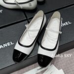 CHANEL  24A Autumn/Winter New Collection ShowDiamond Logo Color blocked Mary Jane Single Shoes for Women.