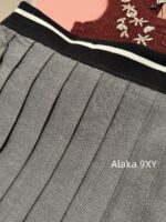 MIUMIU autumn and winter versatile matching2024SS new college style gray elastic letter logo pleated skirt for women/short skirt for women - Image 16