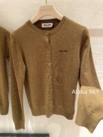 miumiu  New color scheme for autumn and winter 24Classic letter logo, retro age reducing college style outfit, 100 cashmere fabric, knitted cardigan, long sleeved - Image 13
