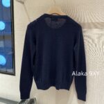 MIUMIU Super Lusi Same Style  College style diamond grid pattern 2024 autumn and winter new wool round neck pullover knitted sweater jacket for women.