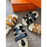 H  2024 Autumn/Winter New Collection: New Imported Lambhair Second Uncle Slippers/Chypre Functional Slippers Imported Suede/Granular Calfskin Fabric - Image 7